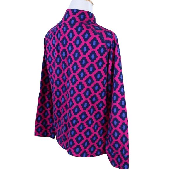 Mud Pie 1/4 Zip Pink Blue Geometric Pullover Lightweight Sweatshirt Size Small - Picture 2 of 4